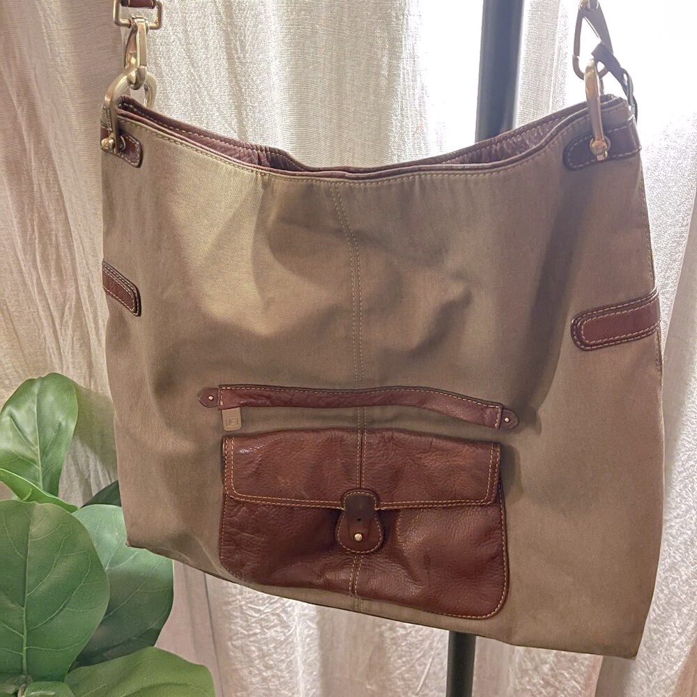 LC Leather‎ market tote leather/canvas